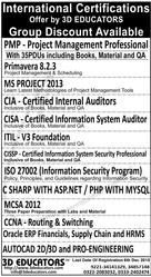 Professional and International Certifications Offers By 3D Educators